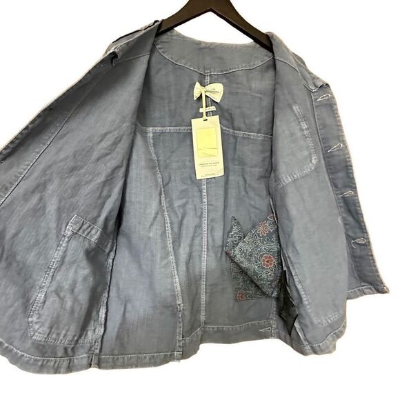 COPY - NWT Zara premium denim woman’s cotton linen blue denim jacket size M - Picture 8 of 8